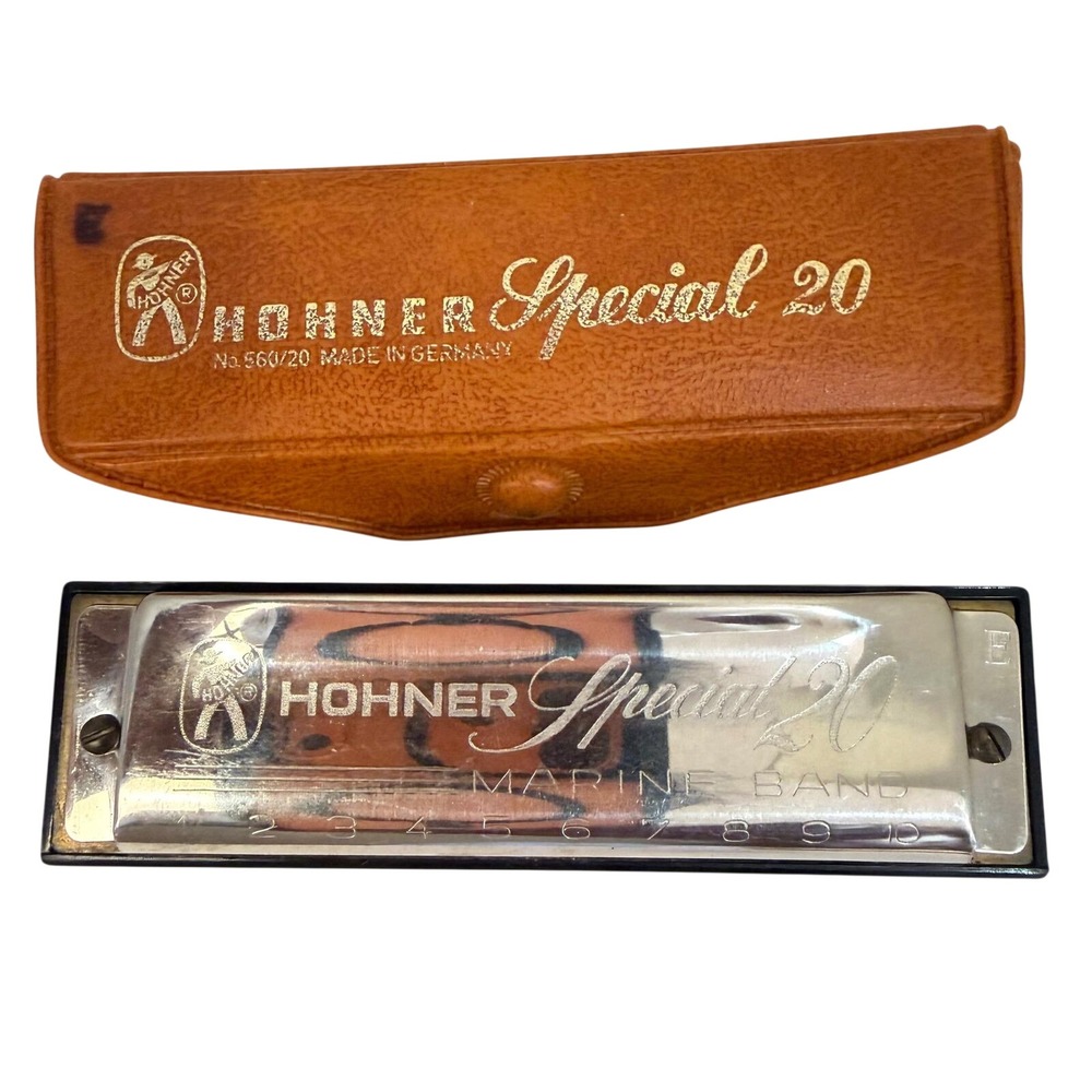 Hohner Special 20 Marine Band Harmonica Key E Silver Vintage 560/20 Germany Case